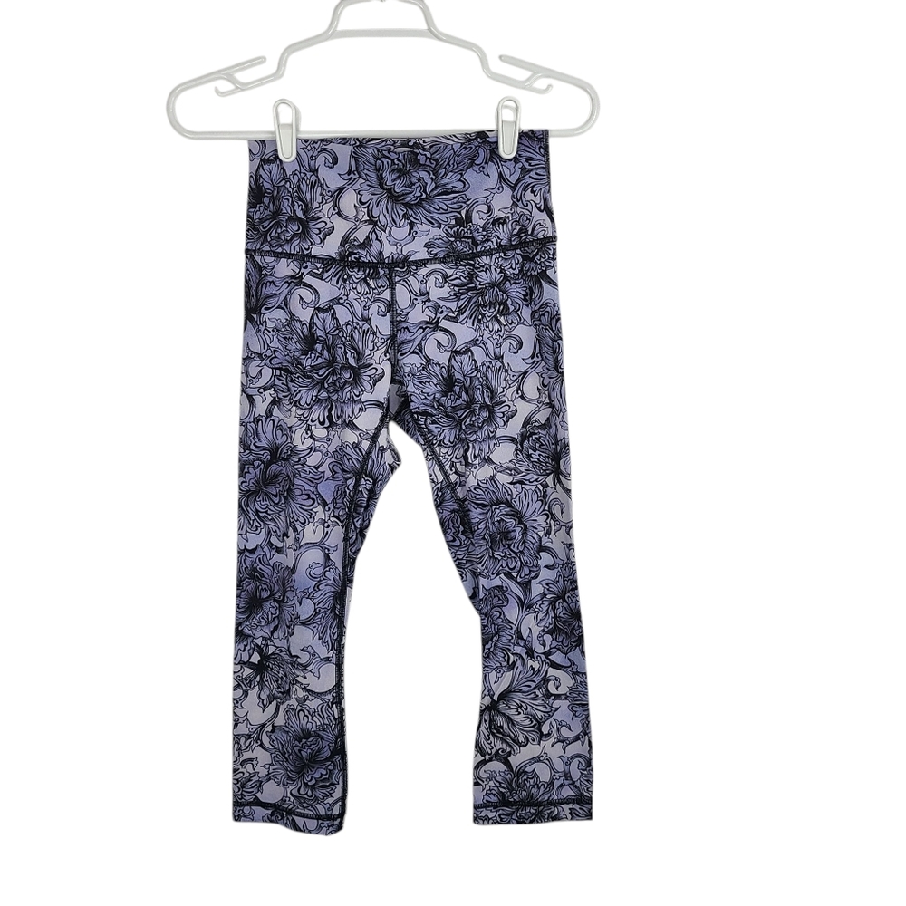 Lululemon Fast & Free Crop II Nulux 19 Hanakotoba Starlight Multi Leggings Sz 6